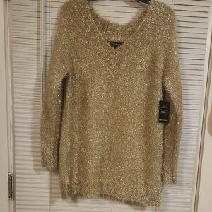 Boston Proper Metallic Gold Sweater